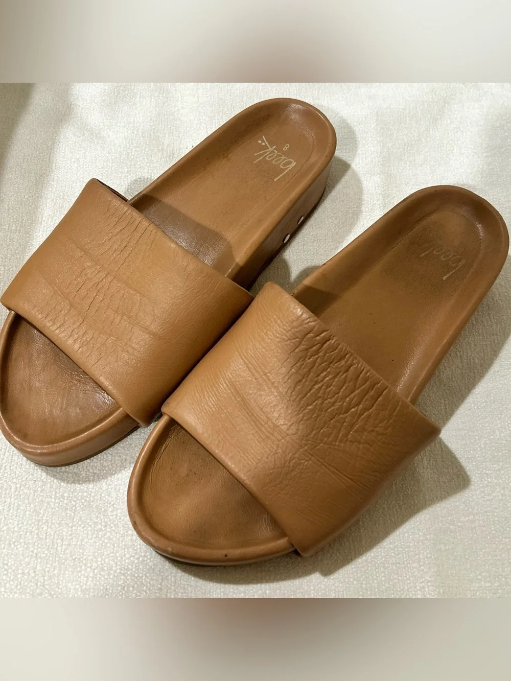 Beek Pelican Leather Platform Sandal SIZE:8
